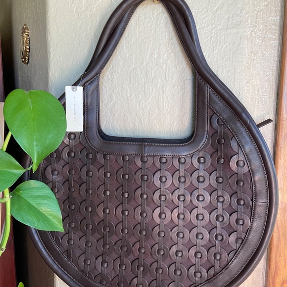 Anthropologie Handbags - Anthropologie Circle Gusset Tote Chocolate NWT $178